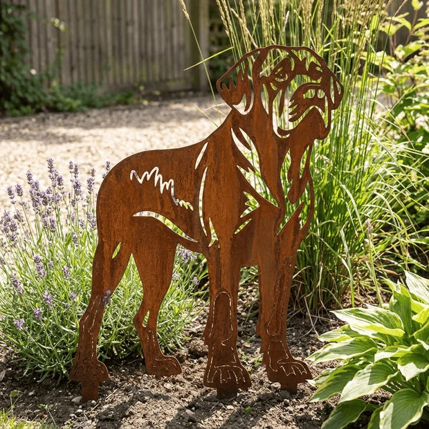 Sylwetka psa z naturalnej rdzy - Mastiff - Pies figurka ozdobna - Różne wzory