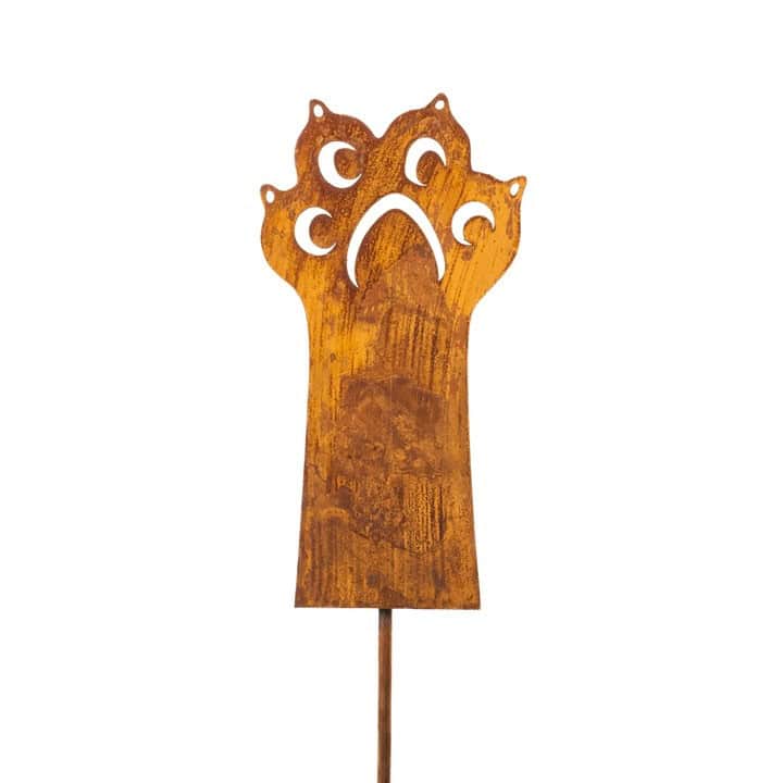 Metalowa Figurka Łapa Kota - Dekoracja Ogrodowa Corten do Donicy i Kwiatów - Kapaga