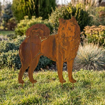 Sylwetka psa z naturalnej rdzy - Shiba Inu - Pies figurka ozdobna - Różne wzory