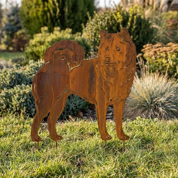 Sylwetka psa z naturalnej rdzy - Shiba Inu - Pies figurka ozdobna - Różne wzory