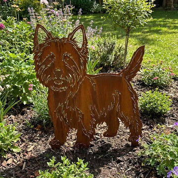 Sylwetka psa z naturalnej rdzy - West Highland white terrier - Pies figurka ozdobna