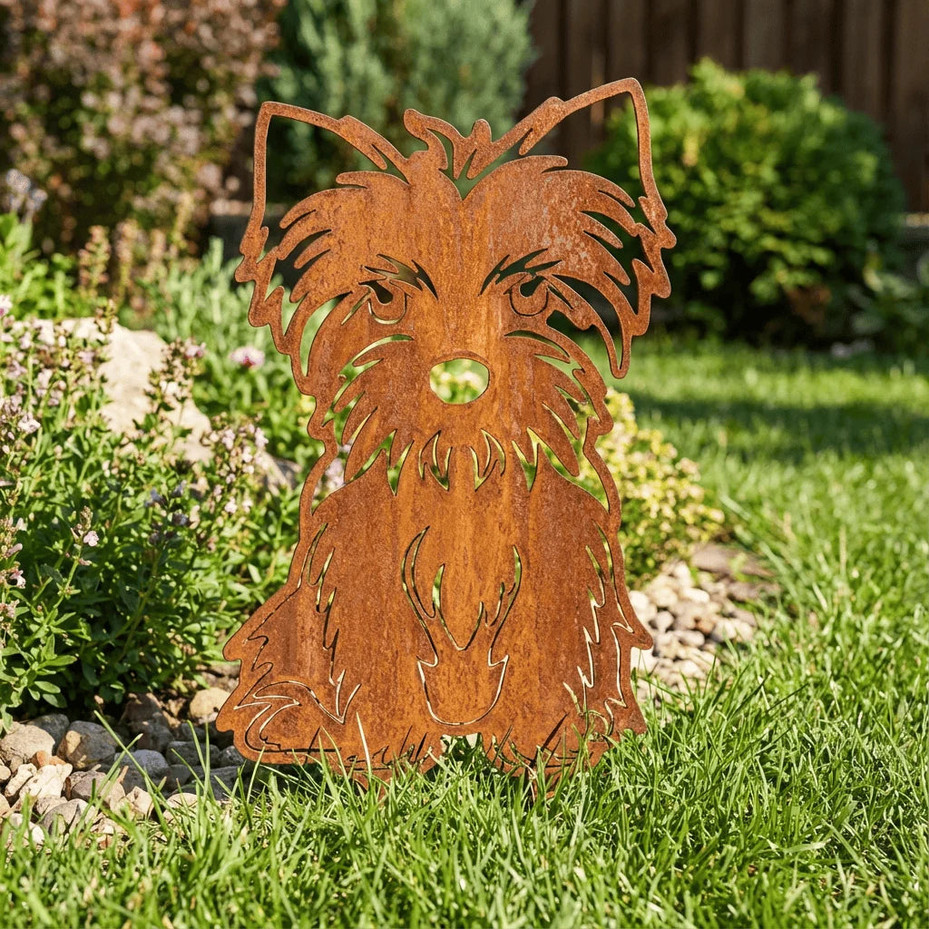 Sylwetka psa z naturalnej rdzy - Yorkshire terrier - Pies figurka ozdobna - Różne wzory