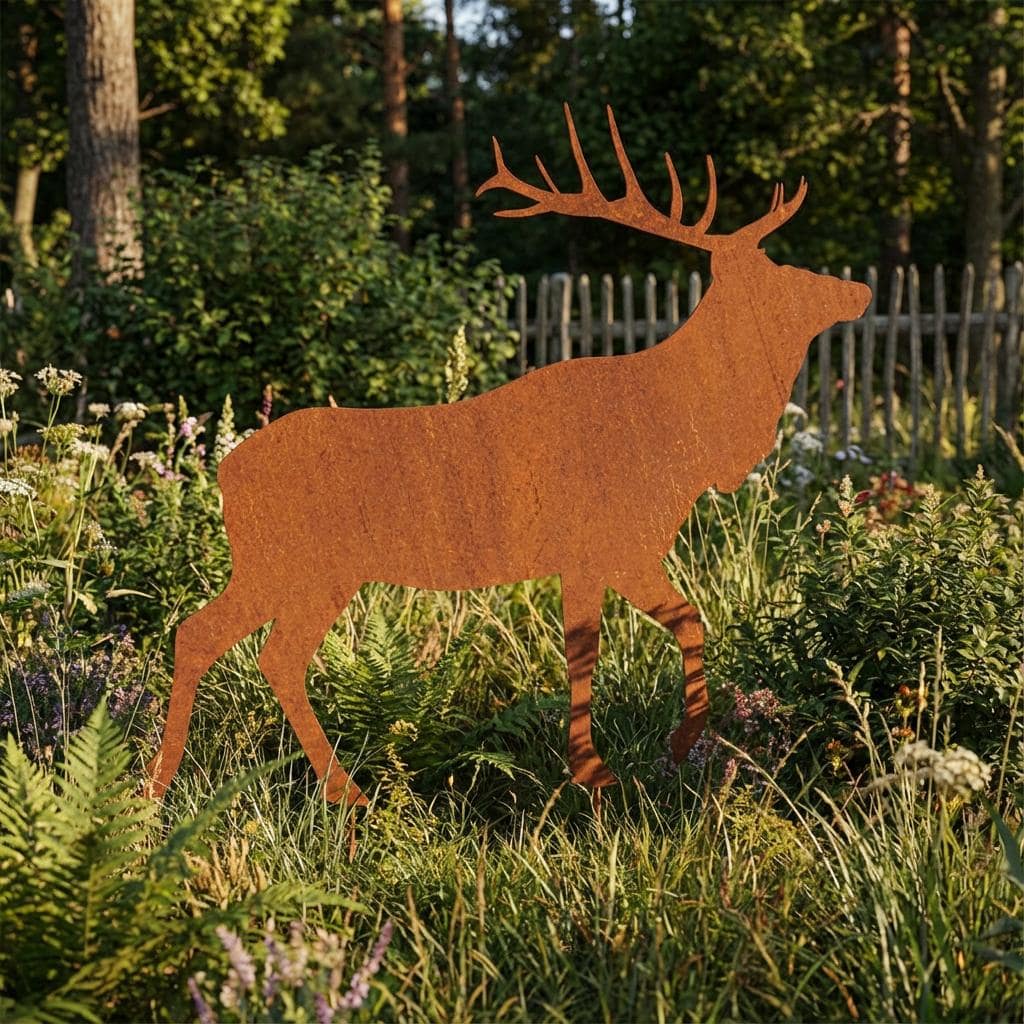Metalowa Dekoracja Ogrodowa - Jeleń 66×64 cm Sylwetki Zwierząt Leśnych - zdjęcie 4 - Kapaga