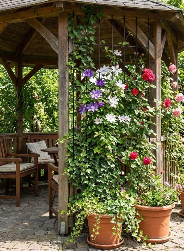 Metalowa Kratka Drabinka Do Roślin Pnących 150 cm - Czarna Podpora dla Róż i Kwiatów - zdjęcie 4 - Kapaga