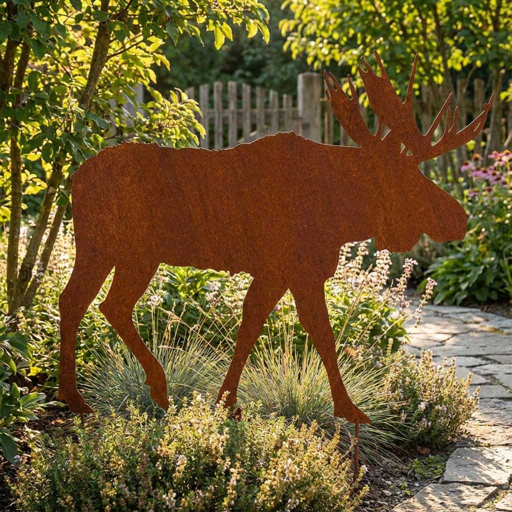 Stylowa Dekoracja Ogrodowa z Metalu - Łoś 79×68 cm Sylwetki Zwierząt Leśnych - zdjęcie 3 - Kapaga