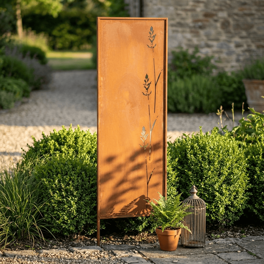 Panel Ogrodowy Parawan Corten Osłona Krzewów 160 x 50 cm Dekoracyjny Metalowy - zdjęcie 8 - Kapaga