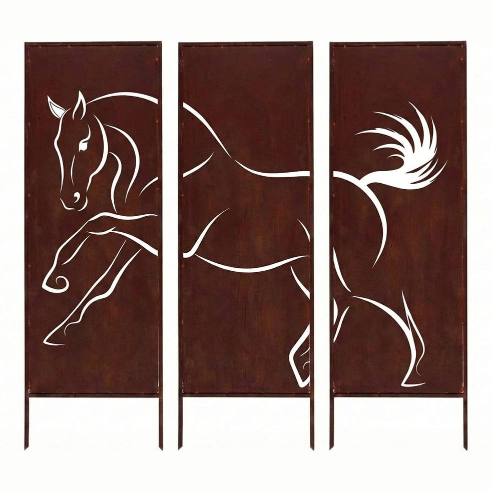 Komplet 3 paneli dekoracyjnych - Motyw konia (160 × 50 cm każdy) - Kapaga