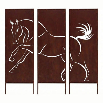 Komplet 3 paneli dekoracyjnych - Motyw konia (160 × 50 cm każdy) - Kapaga