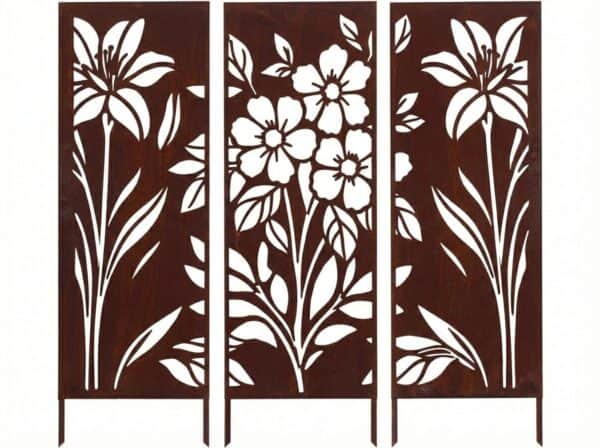 Komplet 3 paneli dekoracyjnych - Motyw kwiatów - Kapaga