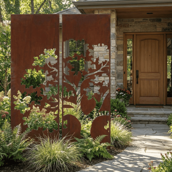 Zestaw 3 paneli dekoracyjnych „Duże Drzewo” - metalowa ozdoba do ogrodu i na ogrodzenie - zdjęcie 5 - Kapaga