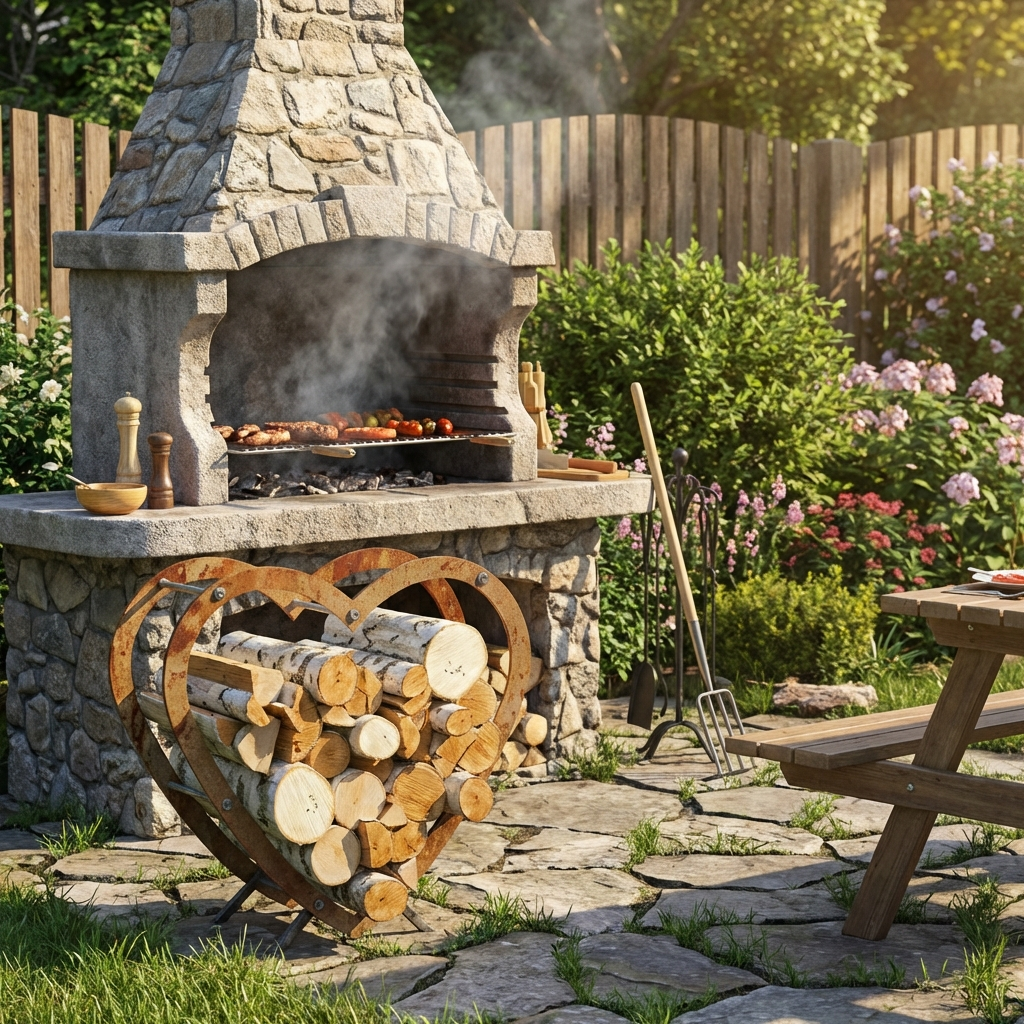 Stojak na Drewno Metalowy - Rustykalny Design w Kształcie Serca - zdjęcie 2 - Kapaga