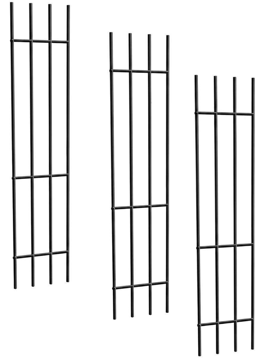 Czarna metalowa kratka do roślin pnących 150 cm – Zestaw 3 sztuk, róży, winogrono