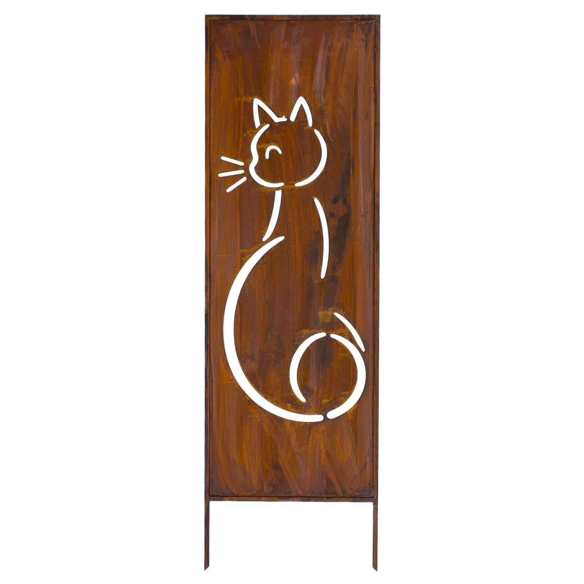 Panel ogrodowy Corten - Parawan z kotem - 160 x 50 cm