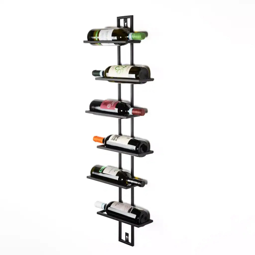 Metalowy Stojak na Wino - Ścienny Wieszak na 6 Butelek | 100 x 35 cm - Kapaga
